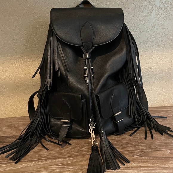 SAINT LAURENT Black Festival Backpack with fringe - Picture 1 of 10